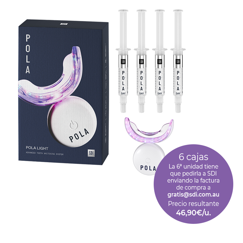 Pack especial: 5 packs Pola Light (PH al 6%) de 3 grs  ( 1 enviado desde SDI ) SDI - 6 packs de (4 jeringas Pola Light (PH al 6%) x 3 gr + 1 férula LED + 1 cable USB + instrucciones