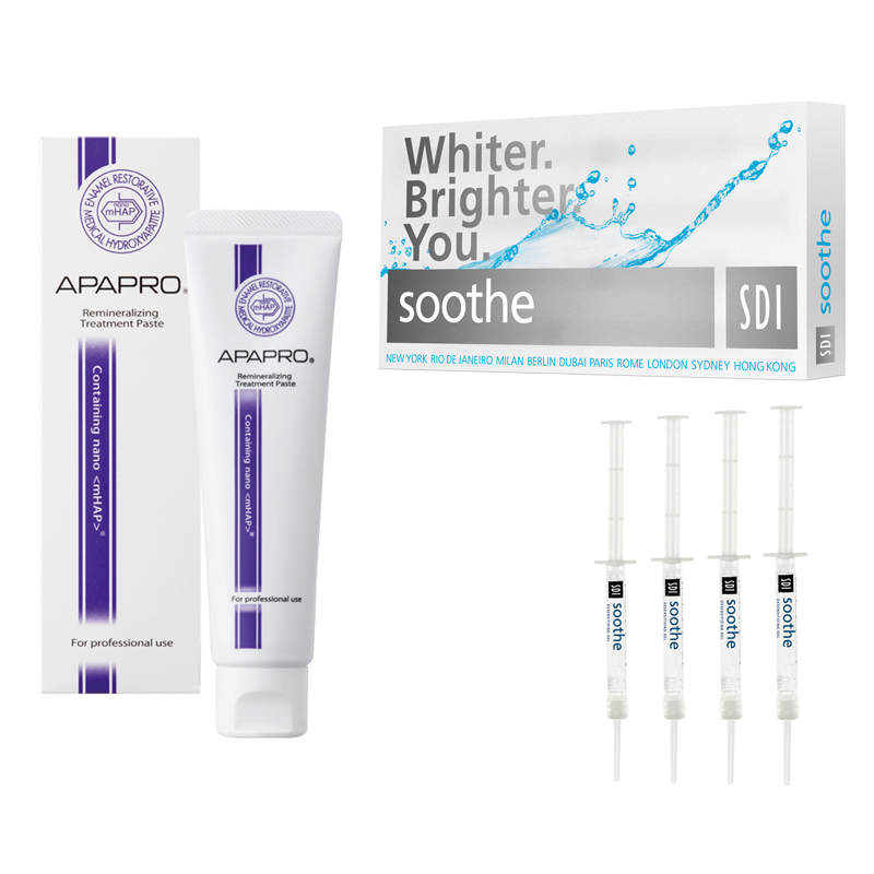 Pack especial control de sensibilidadSoothe y  pasta dental Apapro  SDI.Sangi - 4 jeringas x 1,2 ml + 1 tubo 55grs