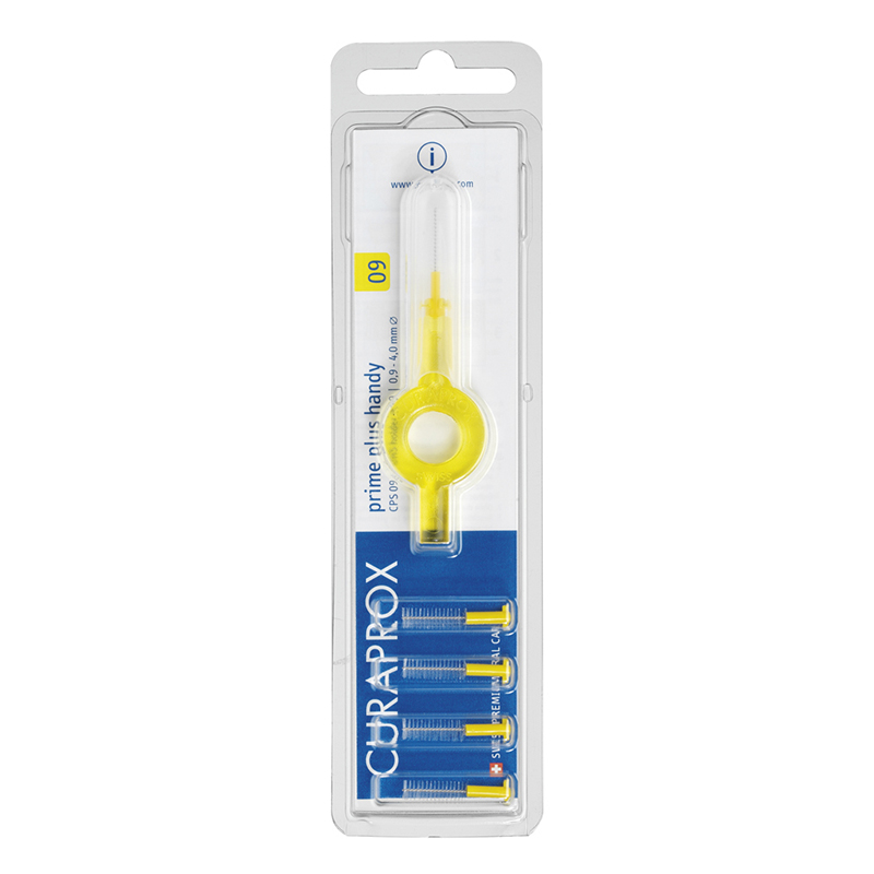 Cepillos interdentales Prime plus handy CPS 09 4.0mm Curaprox - 5 cepillos interdentales CPS 09 prime + 1 mango  Accesibilidad: 0,9 mm / Efectividad: 4,0 mm