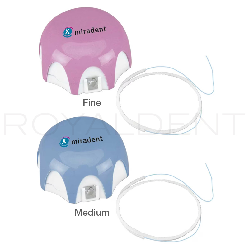 Hilo dental Mirafloss Implant chx Hager&Werken - 50 fibras de hilo dental (15 cm cada una), enrolladas en un práctico dispensador