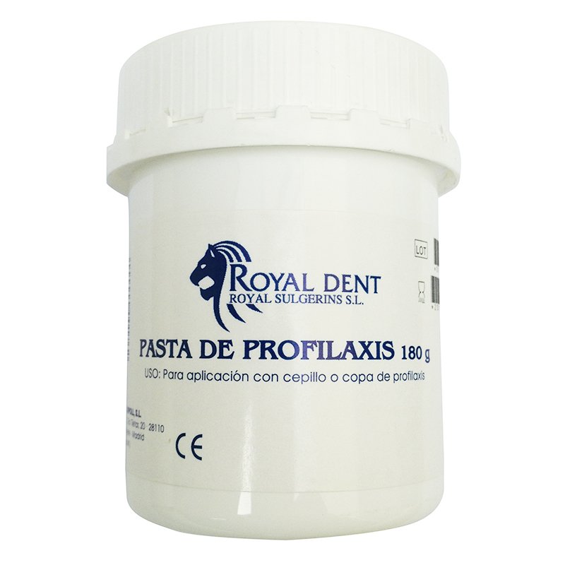 Pasta profilaxis sabor fresa  Royal Dent - Bote de 180 grs. Sin flúor, color rojo