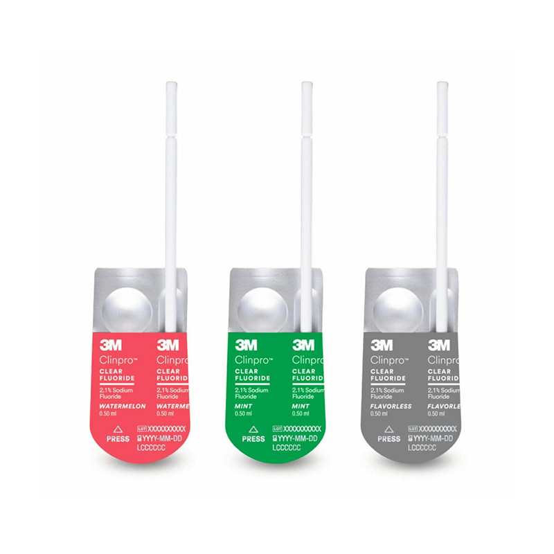 Tratamiento de flúor simplificado ClinproTM Clear pack ECO Solventum - 100 monodosis (L-Pop de 0,50 ml)