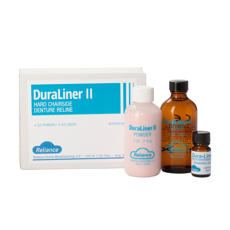 Duraliner II HARD DENTURE LINER 1601   Reliance - KIT 4 oz polvo + 4 oz liquido + 10ml. Bonding.