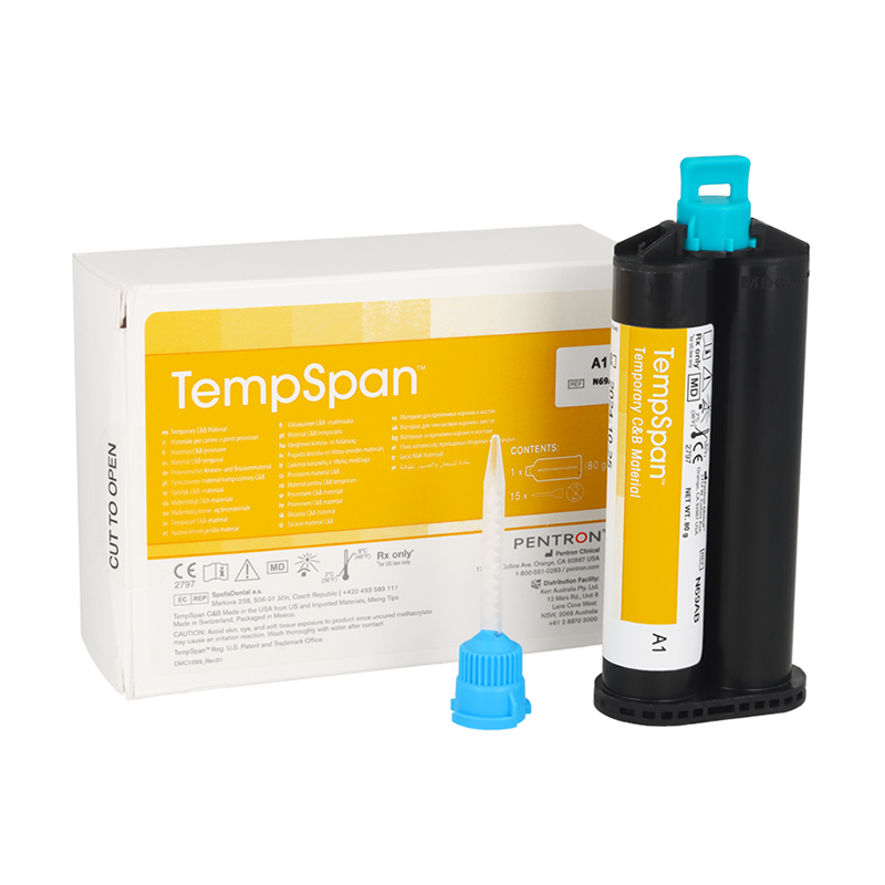 Acrílico TempSpan C&B  KerrHawe - 1 cartucho de automezcla de 50 ml / 80 g, instrucciones, 15 puntas de mezcla