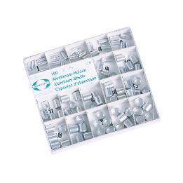Estuche casquillos aluminio Hahnenkratt - Caja de 100 unidades, 20 tamaños x 5 unidades.