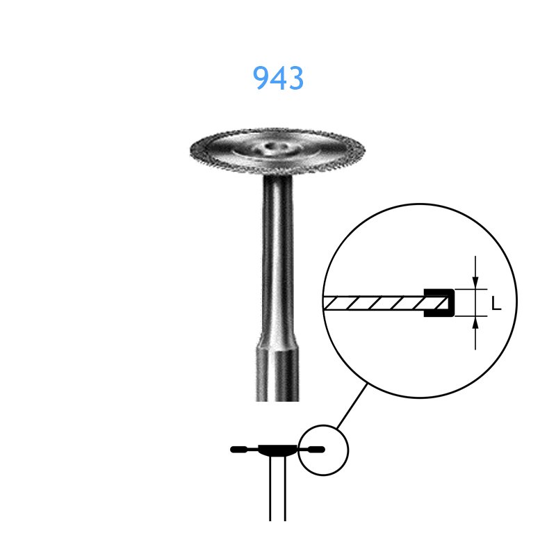 Disco Diamante 943-104-100  Komet - Unidad. Ø 1,0 cm. Para pieza de mano.