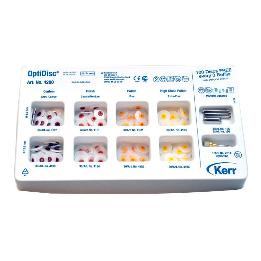 Optidisc estuche universal - 4200 KerrHawe - 240 discos - 30 x 4 granos en Ø 9,6 y 12,6 mm + 5 mandriles. - 2 cortos y standard + Optishine.