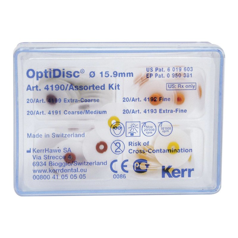 Optidisc surtido kit KerrHawe - 80 discos ( 20 x 4 granos en Ø 15,9 mm ) 