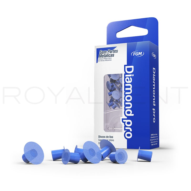 Kit DIAMOND PRO discos para acabdo y púlido FGM - Caja de 56 discos de lija en las granulaciones: gruesa, media, fina y extrafina con diámetros de 8 y/o 12 mm + 1 mandril.