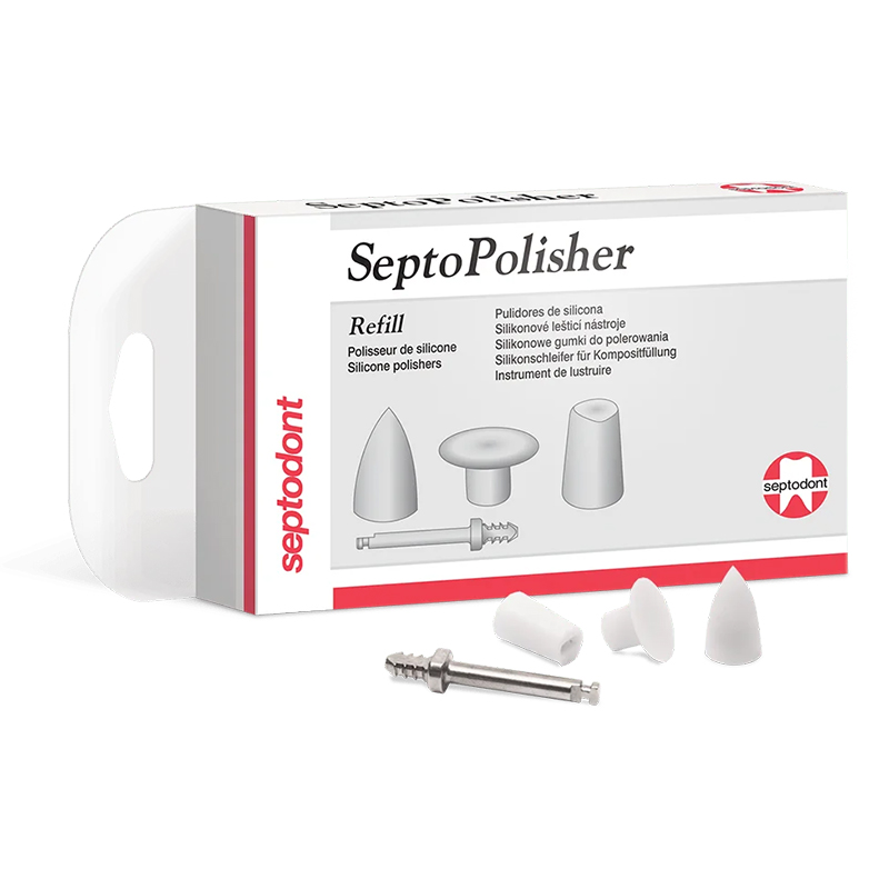 SeptoPolisher  (10154S) Septodont - Contiene: 3 conos pulidores.3 discos pulidores,2 copas de pulido y 1 mandril SeptoPlus.