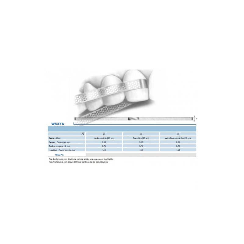 Tiras de pulir diamante DS37A Komet - Caja de 15 unidades