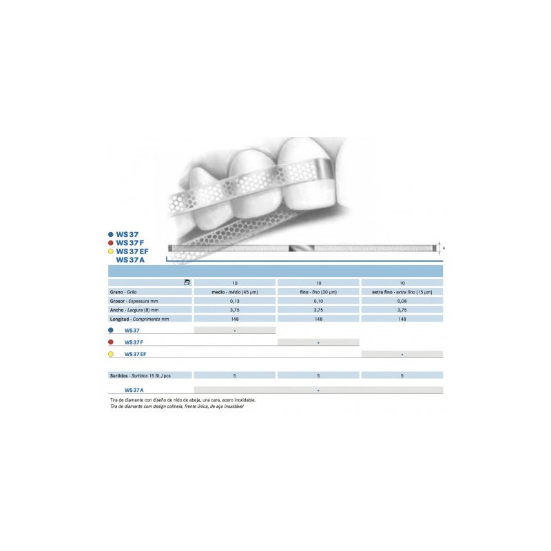 Tiras de pulir diamante Komet - Caja de 10 unidades