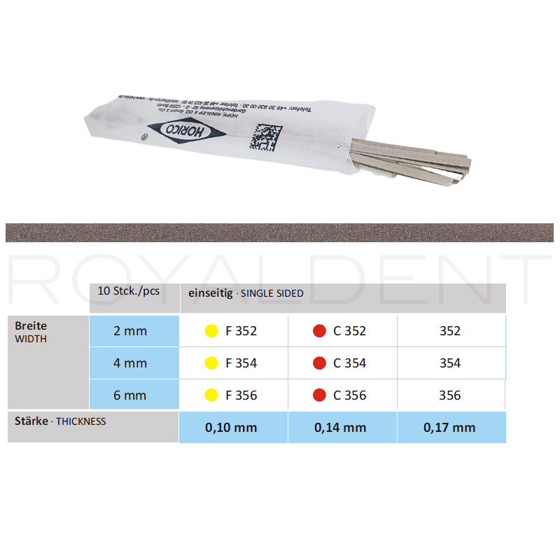 Tiras stripping 1 lado diamantadas 2mm grano fino espesor 0.1mm Horico - 10 unidades 