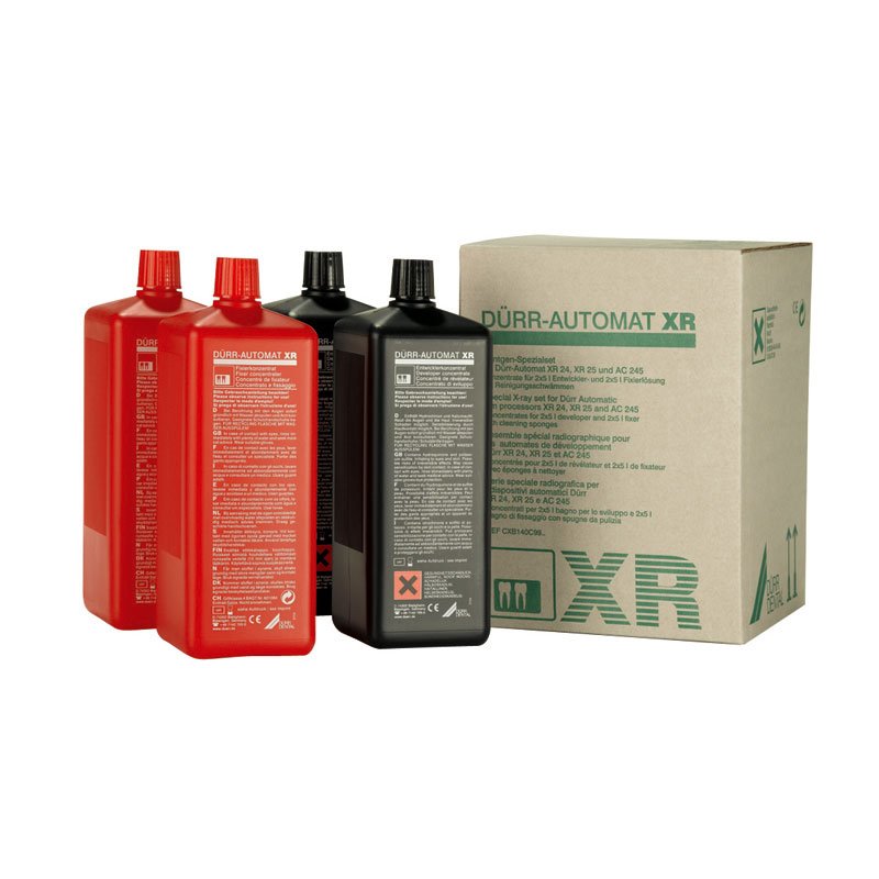 Set revelado Durr reveladoras automáticas XR Durr Dental - Para hacer 2 x 5 l. de revelador + 2 x 5l. de fijador.