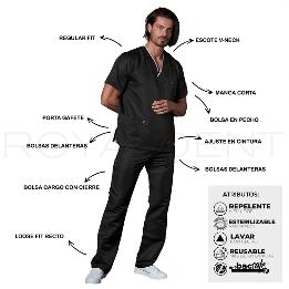 Pijama Sanitario Dr House Caballero Win Antibacterial Multiverse color Negro Royal Dent - 