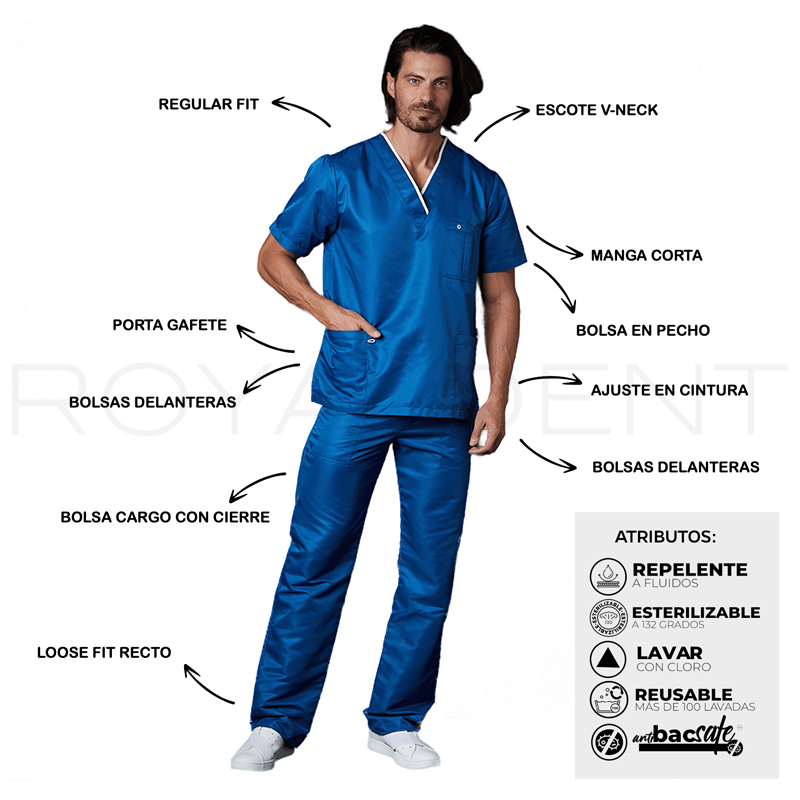 Pijama Sanitario Dr House Caballero Win Antibacterial Multiverse color Rey Royal Dent - 