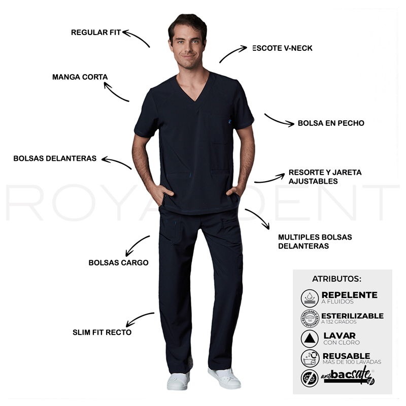 Pijama sanitario Yale Square Azul Marino Royal Dent - 